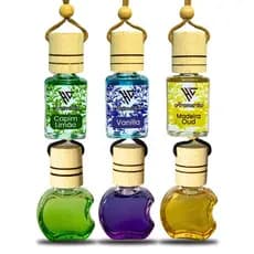COMBO 6 Unidades - 3 Cheirinhos de Carro Hominicar 10ml + 3 Aromatizador Veicular Frasco Maçã 9ml