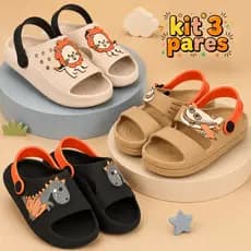 Kit 3 Pares Sandália Papete Menino Infantil Masculino Confortável