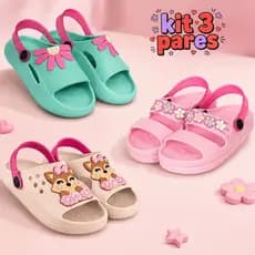 Kit Com 3 Pares De Sandália Infantil Menina