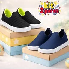 Kit Com 2 Pares De Tênis Infantil Calce Fácil Masculino