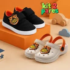 Kit Tênis Infantil Masculino Escolar + Babuche Menino Confortável e Leve