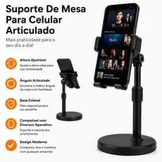 Suporte De Mesa Para Celular Casa Escritório Articulável 360° Tripé Mini Pedestal