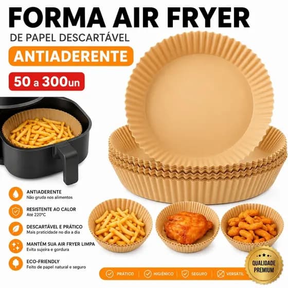 Kit Forma Air Fryer De Papel descartável Antiaderente Fritadeira Cozimento Protetor Forro Tapete