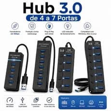 Hub Grande Cabo USB 3.0 Adaptador 7 Portas Alta Velocidade Notebook PC Mouse Teclado 5Gbps Pen Drive