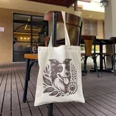 Ecobag Cachorro Border Collie Bolsa Ecológica Algodão Cru Sacola Reutilizável Resistente Pet Lover