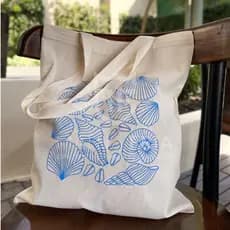 Bolsa Ecológica Ecobag CONCHA AZUL E ROSA - 100% algodão ecobag praia