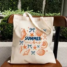 Bolsa Sacola Ecobag SUMER VIBES LAÇOS - 100% algodão ecobag praia