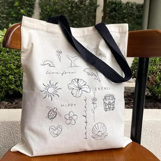 Bolsa Sacola Ecobag Ecologica Mar, Verão Estampa praiana vibes - 100% algodão bolsa de praia