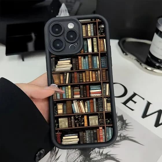 Prateleira De Livros Padrão Criativo Capa De Telefone Para iPhone 12 13 14 15 16 17 11 Pro Max 7 8 Plus Macia À Prova De