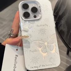 Oco Para Fora Borboleta Caso De Telefone iPhone 11 12 13 14 15 16 17 Pro Max 16E X XS XR 7 8 Plus Capa Dura IMD