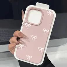 Branco Bonito Bowknot Padrão Lichia Design Caso De Telefone Para IPhone 16 17 15 14 13 12 11 Pro Max Plus 16E XS Capa