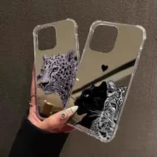 Legal Leopardo Compõem Espelho Caso De Telefone Para iPhone 11 12 13 14 15 16 17 Pro Max XS X XR 7 8 Plus Capa À Prova D