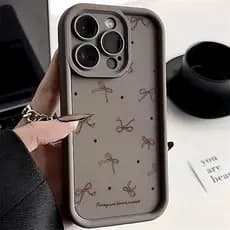 Capa De Telefone Para Samsung A15 A07 A16 A06 A55 A35 A56 A05 A36 A26 A25 A54 A34 A14 Arco Marrom Bonito Poka Dot Design