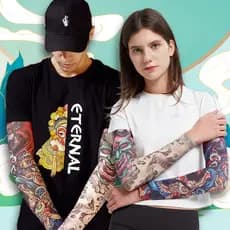 Manga Protetora Solar Masculina  , De Tatuagem De Braço De Flor Fina Respirável , Capa De Proteção UV