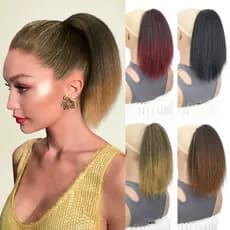 Peruca Curta De Rabo De Cavalo Reto Yaki , Extensões De Cabelo Sintético Com Cordão , 10 Polegadas