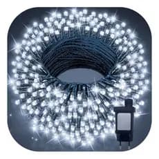 Cordão 500 Led Branco Frio C/ 100 Strobo Branco Frio Prova Dágua 50m 31v Decor Natal