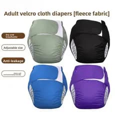 Fraldas De Pano Laváveis De Velcro Para Idosos Com Forro De Pele De Arranhões Calças De Cuidados Usam À Prova De Vazamen