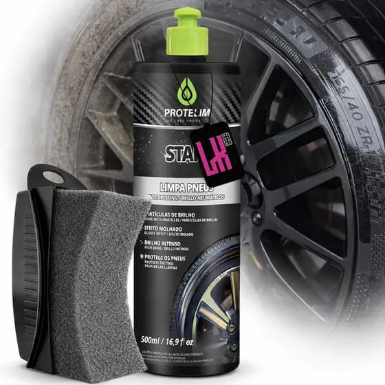 Star 500ml Protelim Revitalizador Pneu Pretinho Brilho Com Glitter Renova Pneu Borracha Aplicador