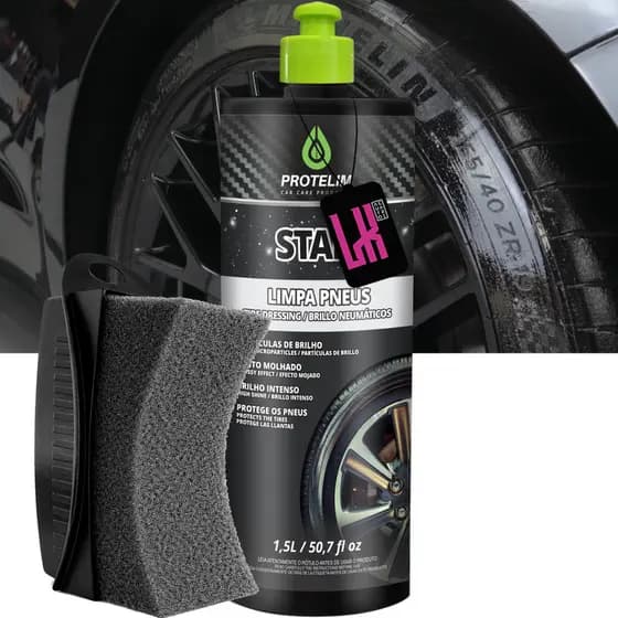 Star 1,5l Protelim Revitalizador Pneu Pretinho Brilho Com Glitter Renova Pneu Borracha Aplicador
