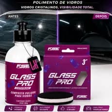 Kit Glass pro Soft99 Composto Polidor Boina Carpete 3 Polimento de Vidros Parabrisa Tira Risco