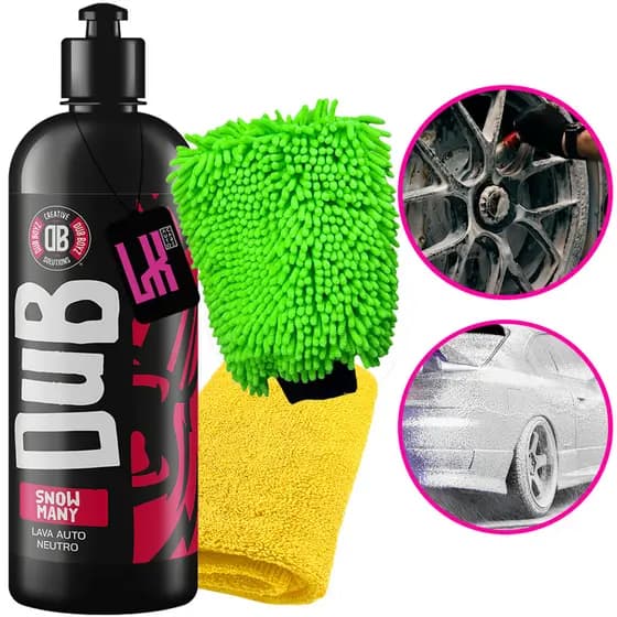 Kit Iniciante Lavagem Snow Many Shampoo Automotivo Neutro Lava Carro Moto Espuma Luva Toalha Secagem