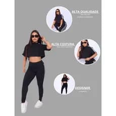 Conjunto Croped + Calça Legging Conjunto Feminino Fitness Para Treino Corrida Academia Confortável