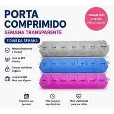 Organizador de Comprimidos Semanal 7 Dias Caixa Porta Remédios Transparente