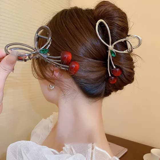 Novo Estilo Piramha Grampo de Cereja Doce Cereja Moda Moda Única Alta Sentimento Temperamento do Cabelo Elegante
