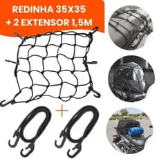 Rede Elástica Aranha Reforçada para Capacete Bagageiro Moto Redinha Carga Com ou sem Extensor