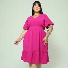 Vestido Curto Plus Size Manga Curta