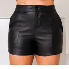 Short Couro Fake Feminino Plus Size