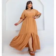 Vestido Longo Plus Size Drapeado