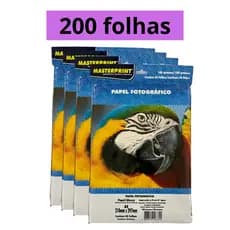 Papel Fotográfico 180G Glossy A4 À Prova D'água Brilhante Premium 200 folhas MASTER PRINT