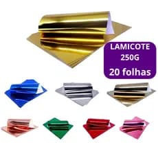 Papel Laminado Lamicote A4 250g 20 Folhas Vermelho Prata Dourado Artesanato Escolar Masterprint