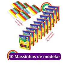 Kit 10 Caixas Massinha de Modelar com 6 Cores Kit Festa Intantil Lembracinhas 65g