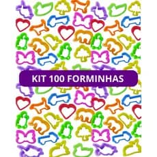 Kit 100 Cortador Forminha Neon para Massinha Modelar Molde Dino Safari Festa Lembrancinha Prenda
