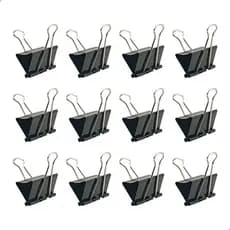 Kit 12 Unidades Clips Borboleta Prendedor De Papel Binder 15/19/25/32/41/51mm Preto