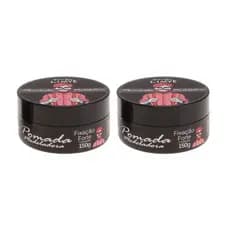 KIT 2 Pomada/Cera Modeladora Incolor150g Masculina Cabelo Barba Bigode Fix Forte Efeito Seco Natural