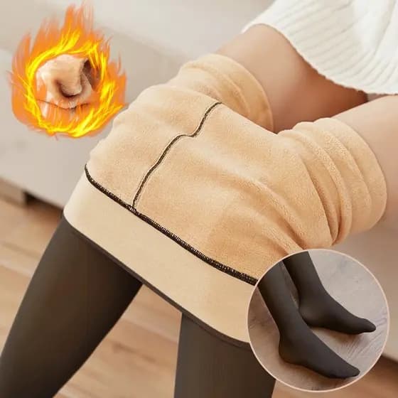 Meia-Calça Térmica Forrada Peluciada de Lã Feminina Super Elástica Slim Calças pull-up