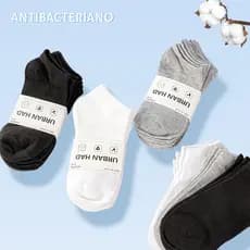 6 pares Meias De Barco Antibacterianas Masculinas Desodorante Absorvente De Suor Meias Pretas e Brancas