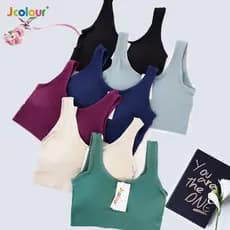 Jcolour Kit 2 Sutiã sem pescoço feminino decotado sutiã esportes para fitness ioga corrida P M G GG