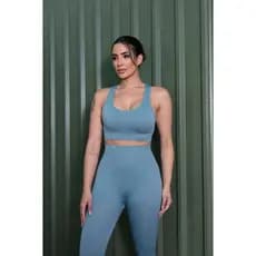 2 Peças Conjunto Esportiva Importada Academia Feminina Cintura Alta Elástica Conjunto de ioga