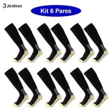 Jcolour Kit 6 Meias De Futebol Antiderrapante De Tubo Longo Esportivas Profissionais Meia De Futebol
