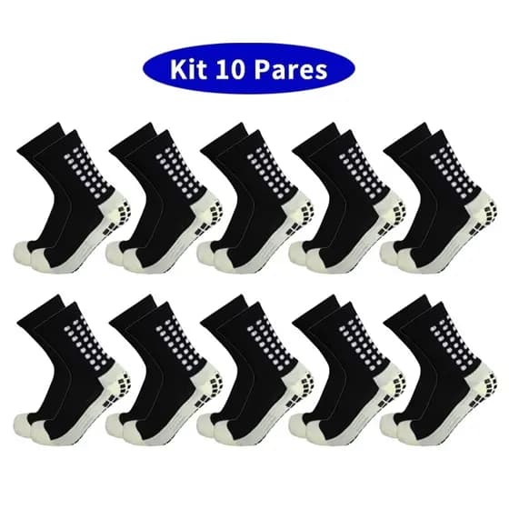 Kit 10 pares de meias esportivas masculinas meias de borracha ponta antiderrapante meias de futebol