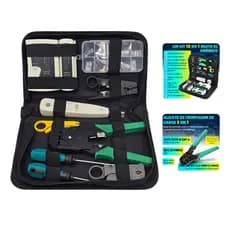 Kit Ferramentas Rede Com Crimpador Testador 10 Peças Alicate de Crimpar Descascador