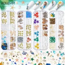 Arte Do Prego Decoração Adesivo Ornamentos Dos Desenhos Animados Bonito Oceano Série Concha Estrela Mar Lua Verão 12 Gra