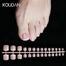 Unhas Falsas Toe Capa Completa Adesivo Pedicure Natural Brilhante Cor Da Pele Manicure Conjunto De Ferramentas De Cuidad