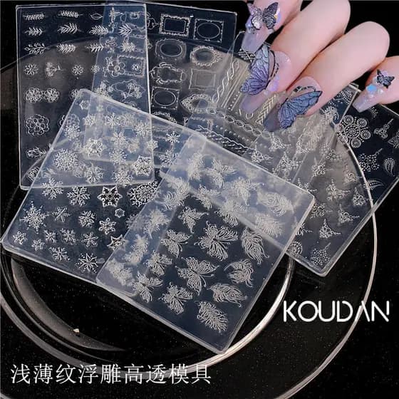 Ferramentas De Manicure Silicone Escultura Do Prego Molde 3D Placa De Carimbo Unhas Estênceis DIY UV Gel Polonês Borbole