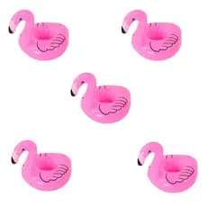 Kit 5 Boias Porta Copo Flamingo Flutuador P/ Praia Piscina