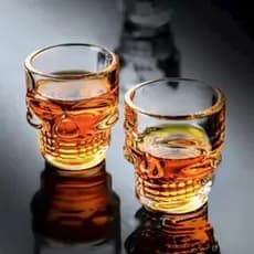 Jogo C/2 Copos Shot Dose Vidro Caveira Tequila Bebida 50mL
